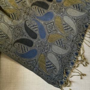 PASHMINA Floral blues and greys scarf